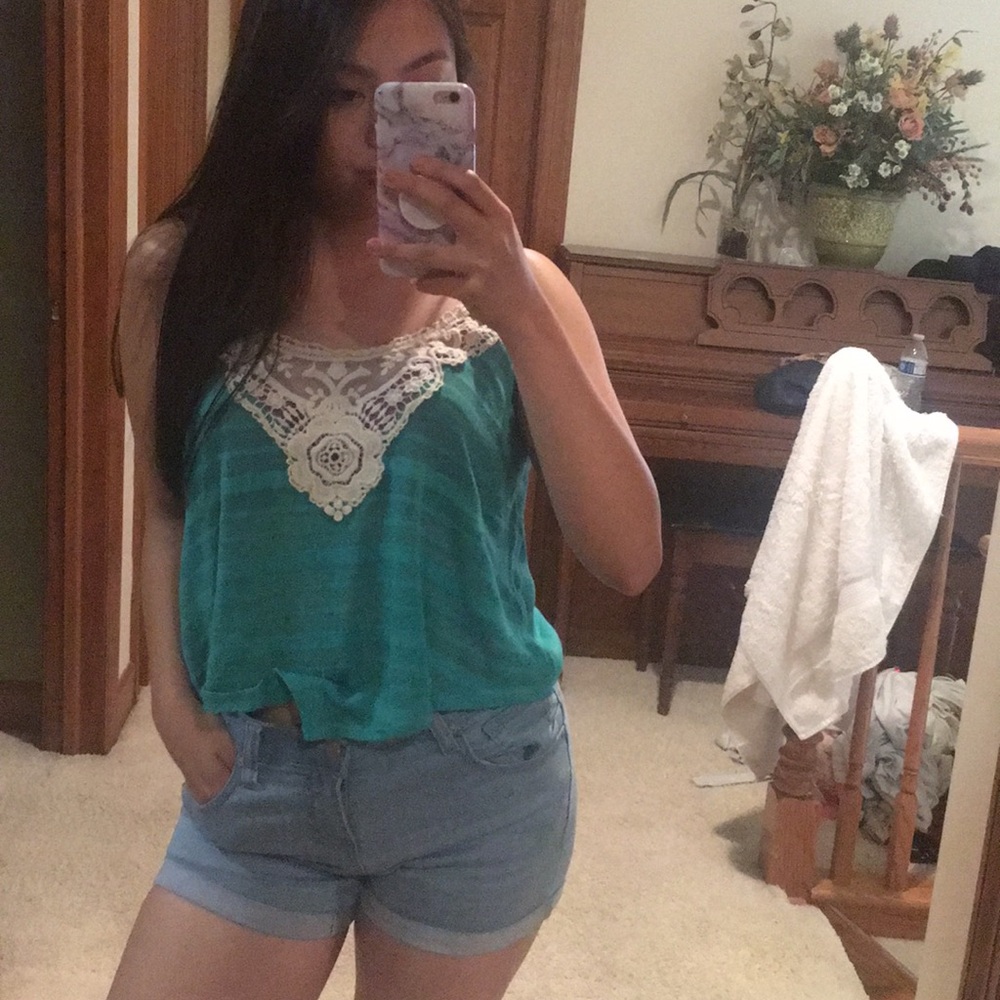 Rue 21 Teal Floral Blouse